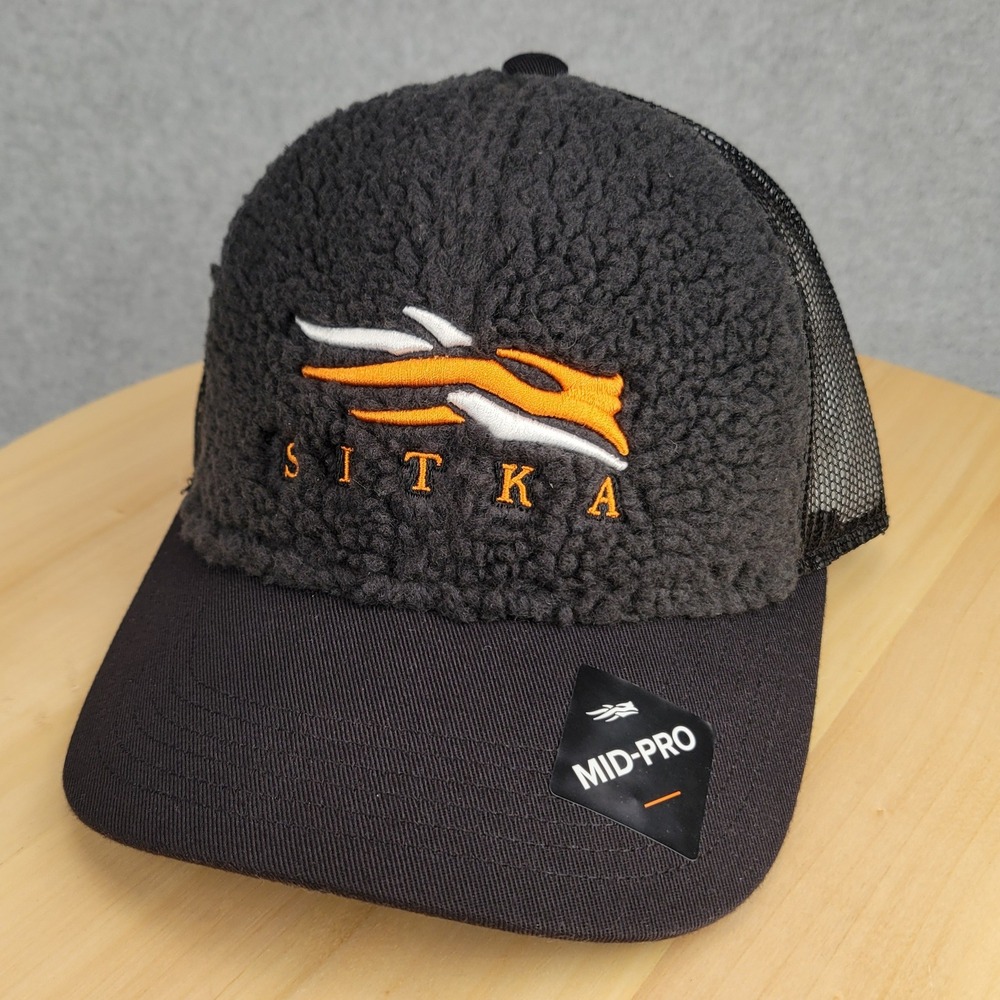 Sitka Fanatic Mid Pro Trucker Hat Mens OSFA Black Sherpa Fleece Mesh 600440-BK